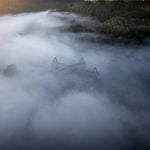 Tintern Abbey engulfed in mist in the Wye Valley