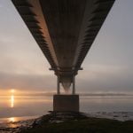 Misty view under the old Severn Bridge