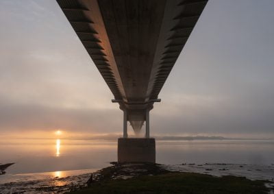 Misty view under the old Severn Bridge