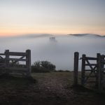 Corfe Castle in the mist