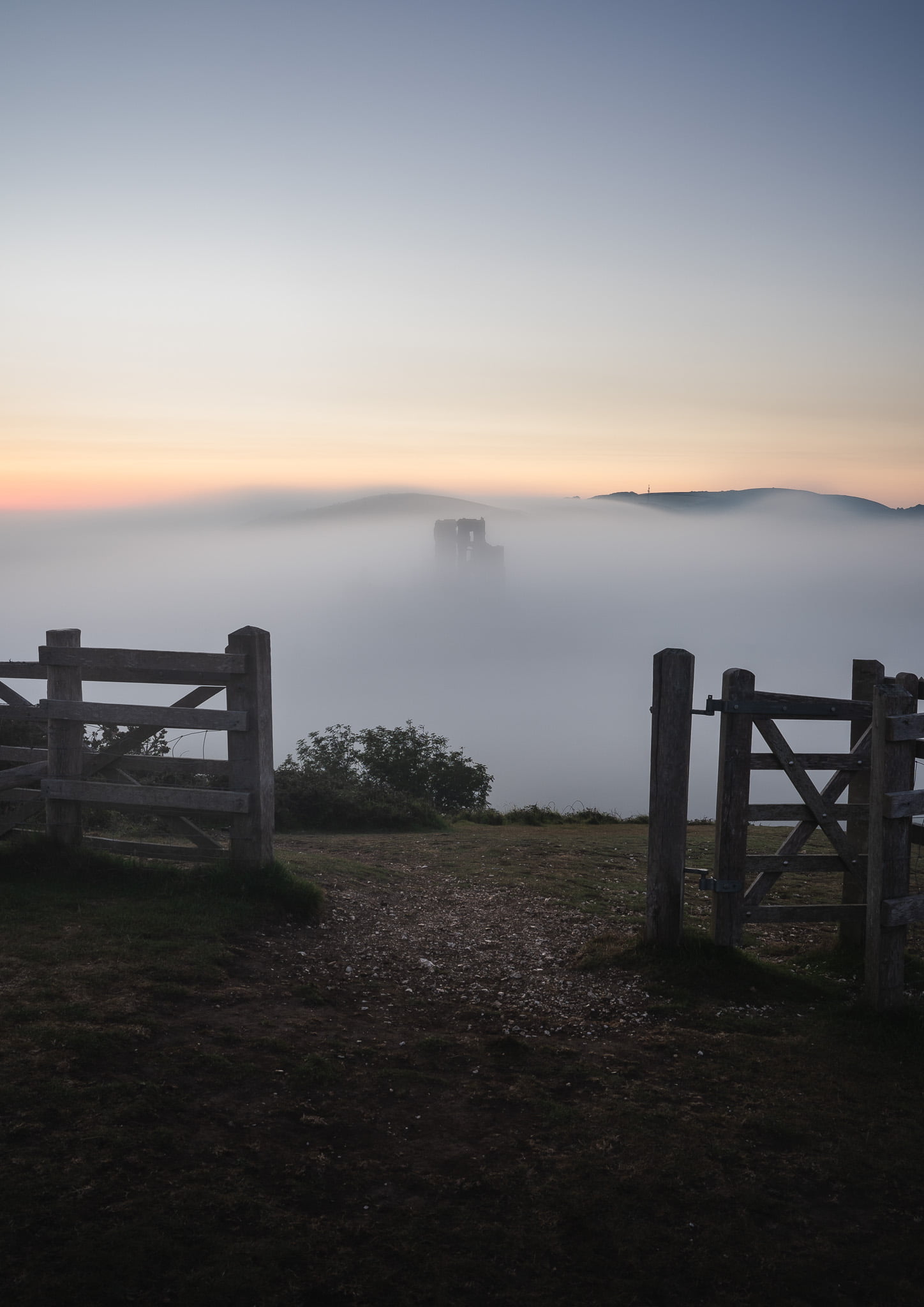 Corfe Castle in the mist