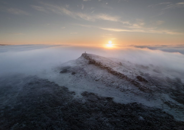 Crook Peak breaks through a cloud inversion in the Mendips