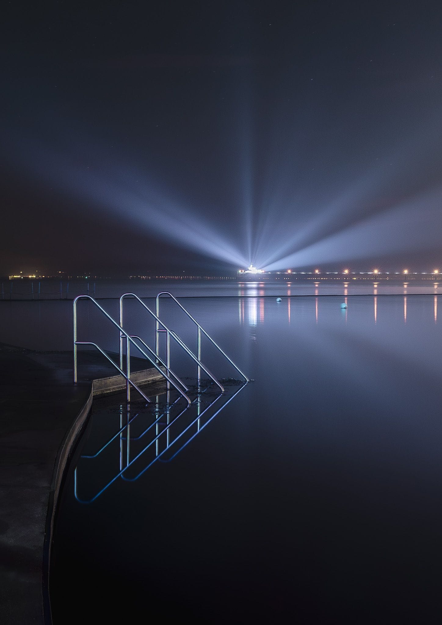 Clevedon Marine Lake on a foggy night Clevedon Marine Lake on a foggy night