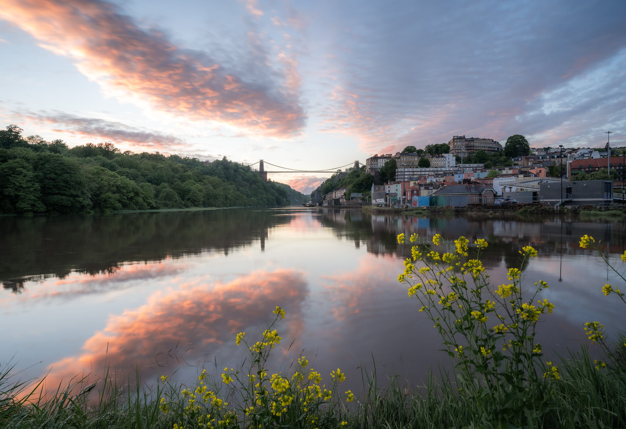 Clifton Suspension Bridge sunset high tide