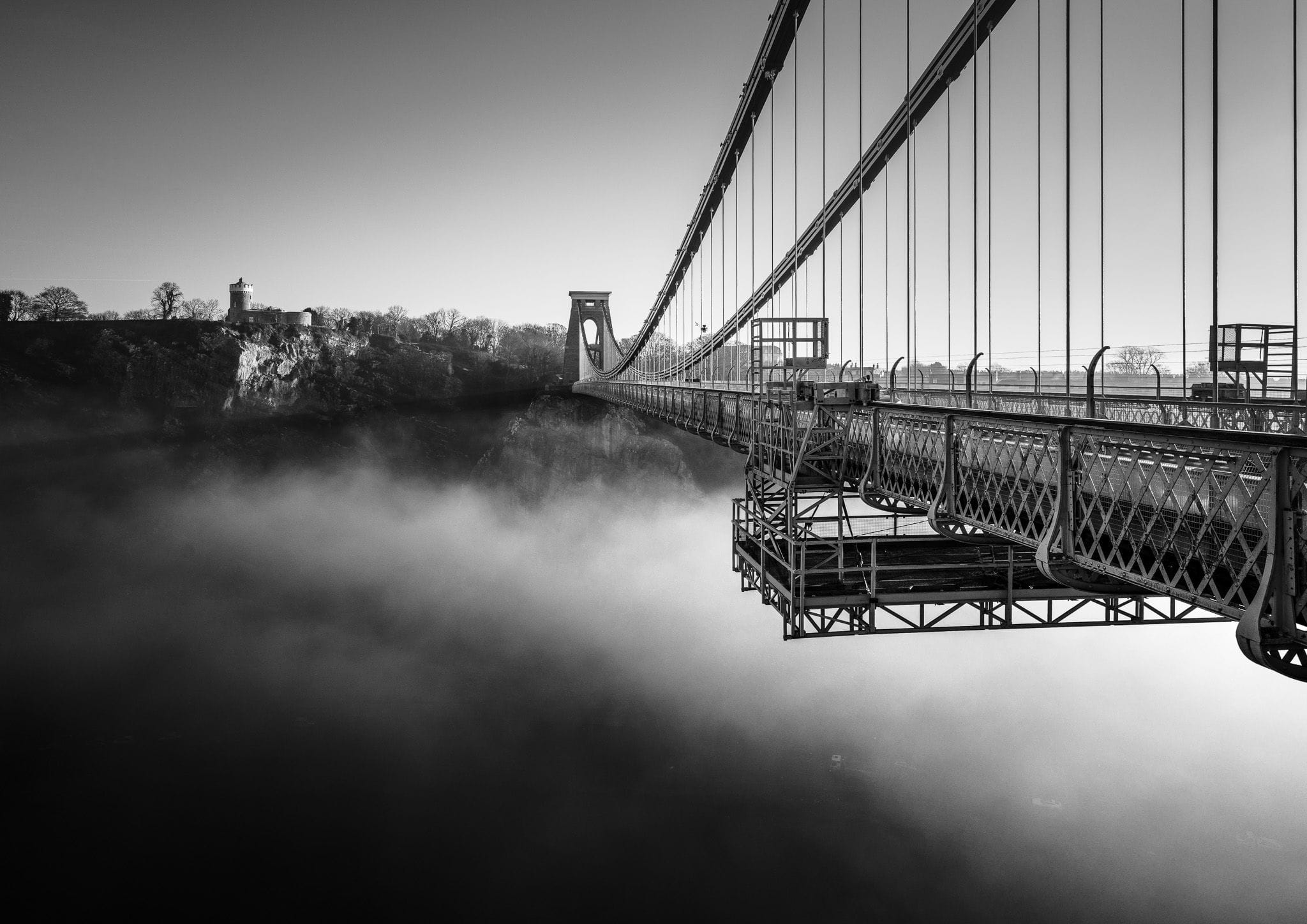 The river of mist - Clifton Suspension Bridge black and white fine art print