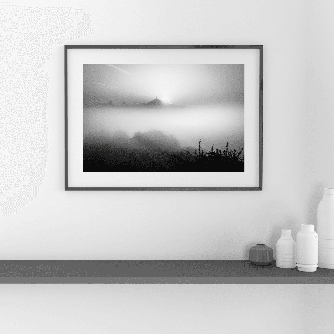 Glastonbury Tor black and white print